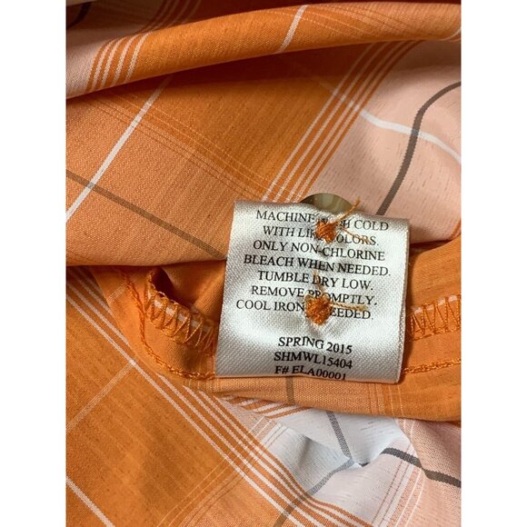 Mountain Club Mens Orange Plaid Long Sleeve Button-Down Shirt Vented Size Medium - Picture 13 of 13